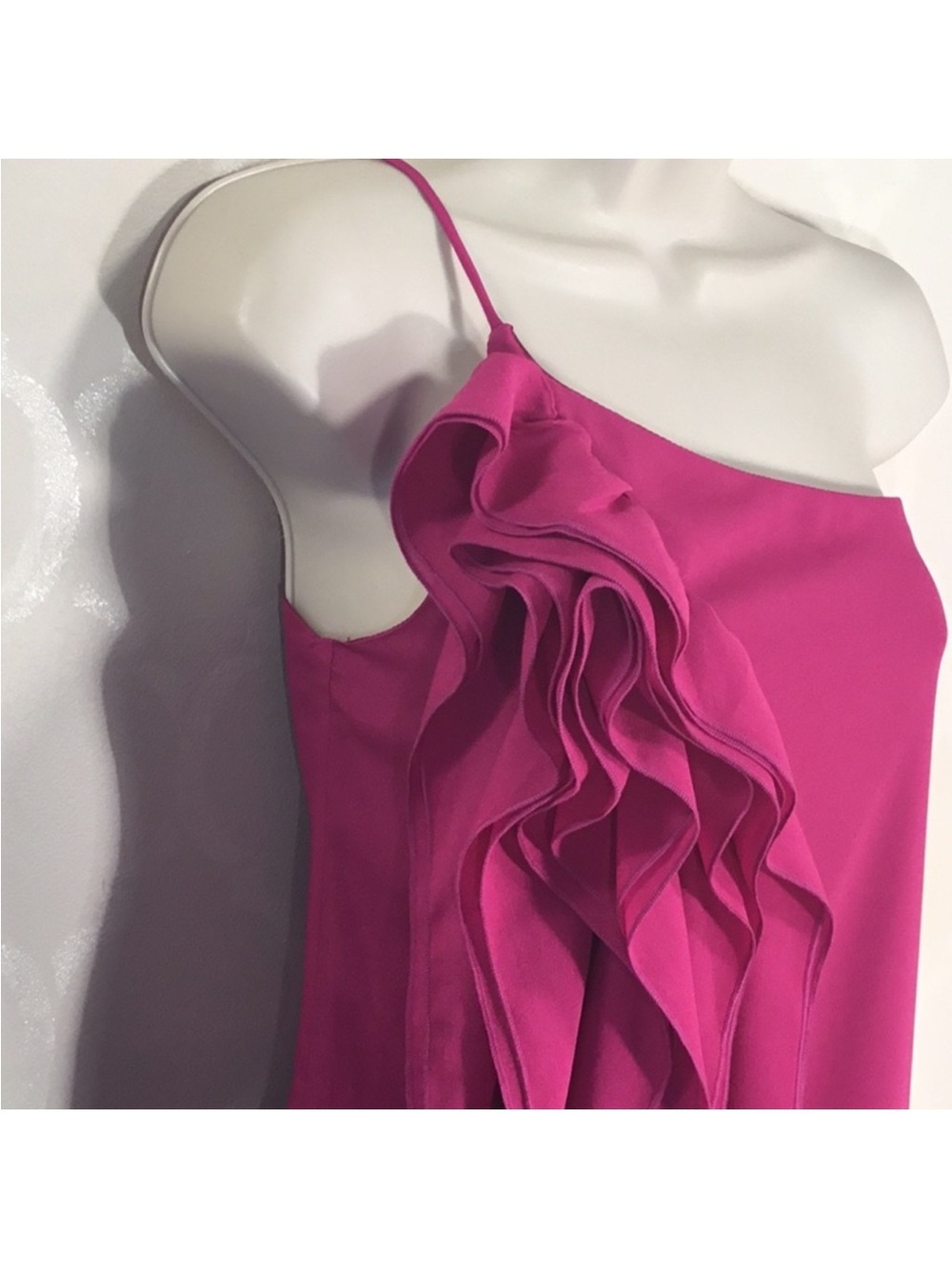 ONE SHOULDER CASCADING RUFFLE FRONT DRESS - Picture 4 of 8